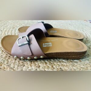Fit Flop IQUSHION Adjustable Buckle Leather Sliders